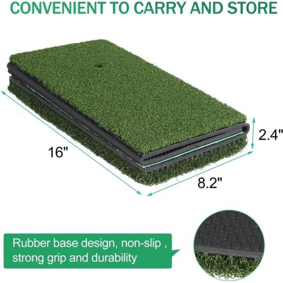 Golf Hitting Mat,3-in-1 Foldable Golf Mat Indoor Outdoor, Tri-Turf Golf Practice - Picture 5 of 8